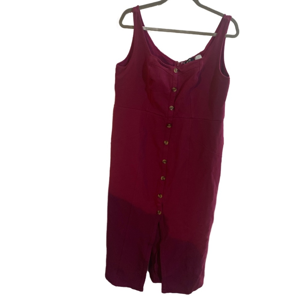 Anthropologie Maeve Glam And Sexy Bold Deep Pink Button-Front Dress Size 20W